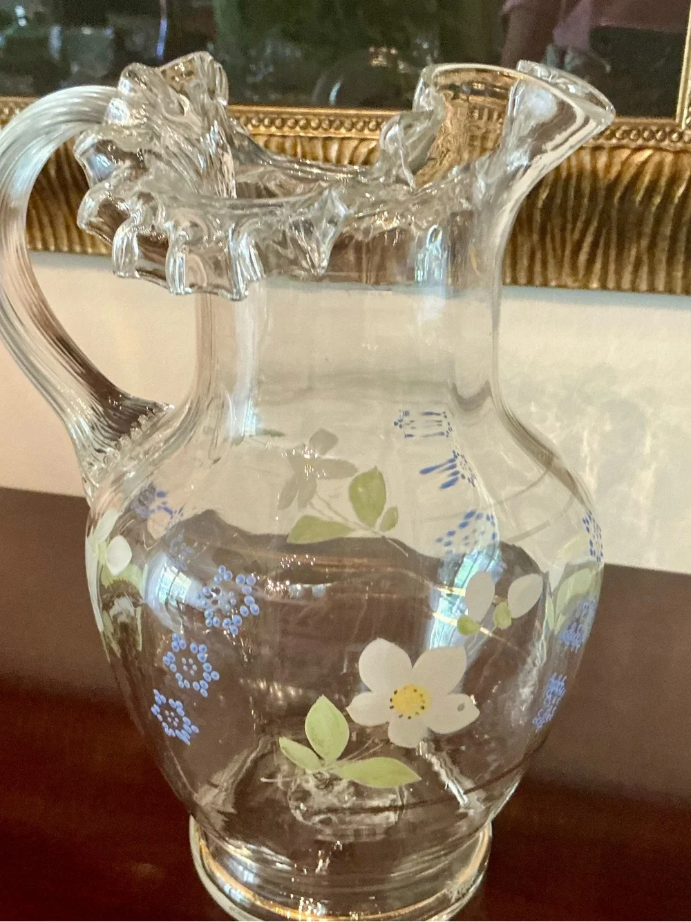 Antique Victorian Hand-blown Glass Pitcher